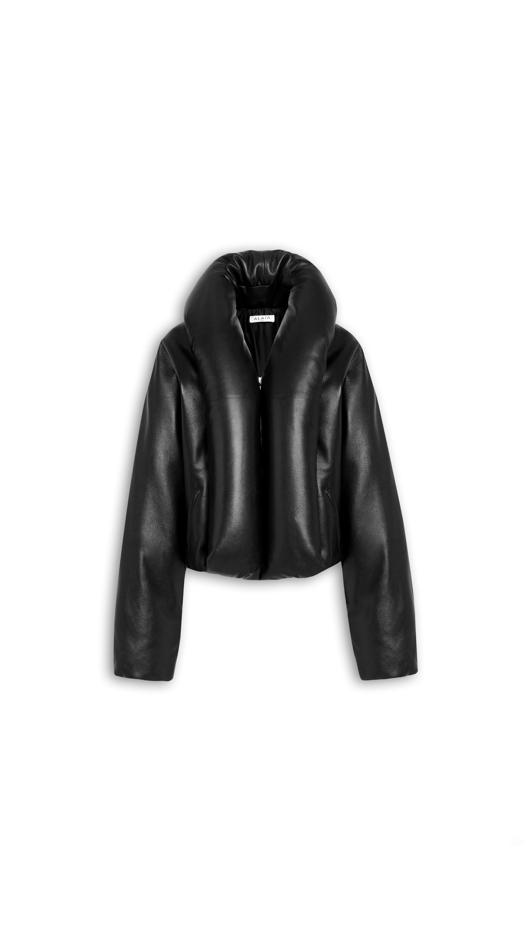 ALAÏA BLACK LAMBSKIN PADDED BOMBER | ALAÏA US