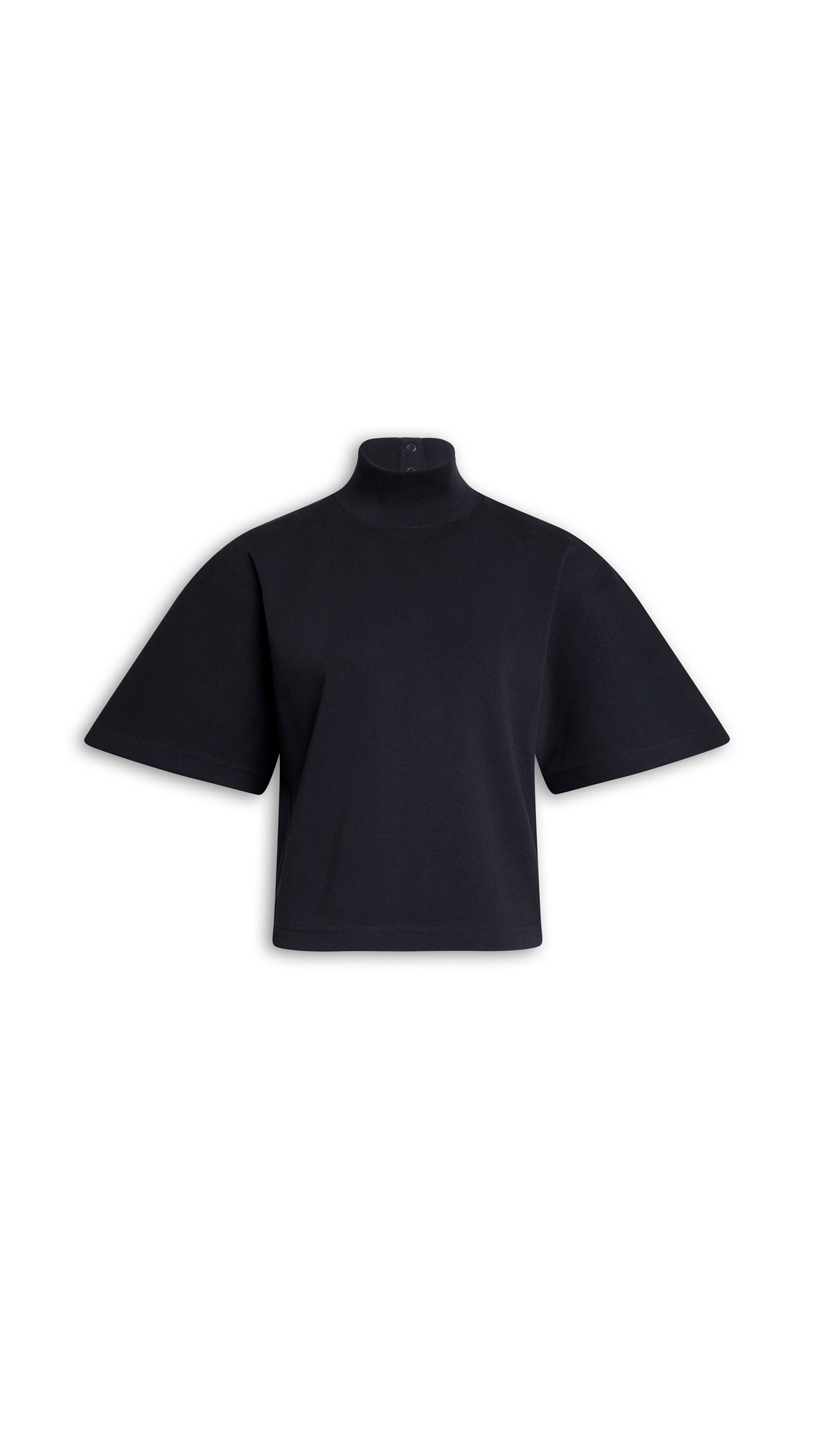 RIBBED COTTON HIGH NECK T-SHIRT