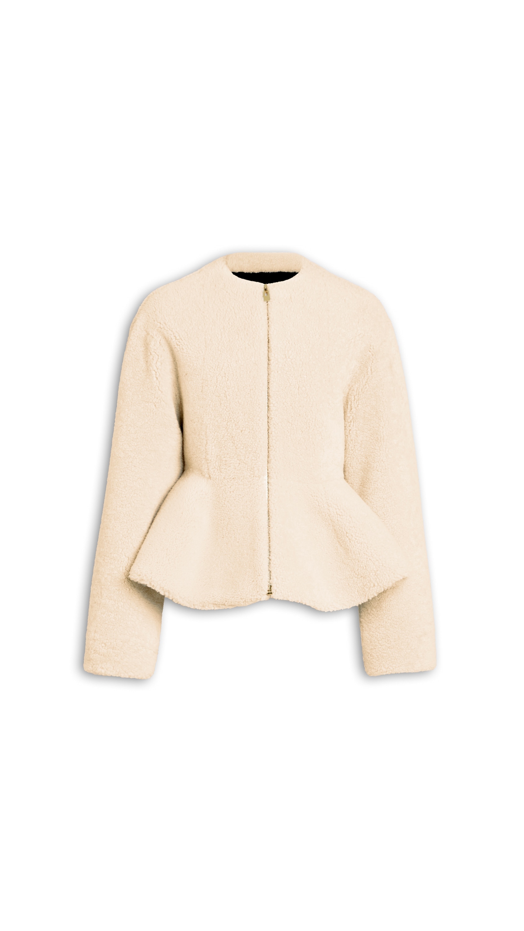 SHEARLING PEPLUM JACKET