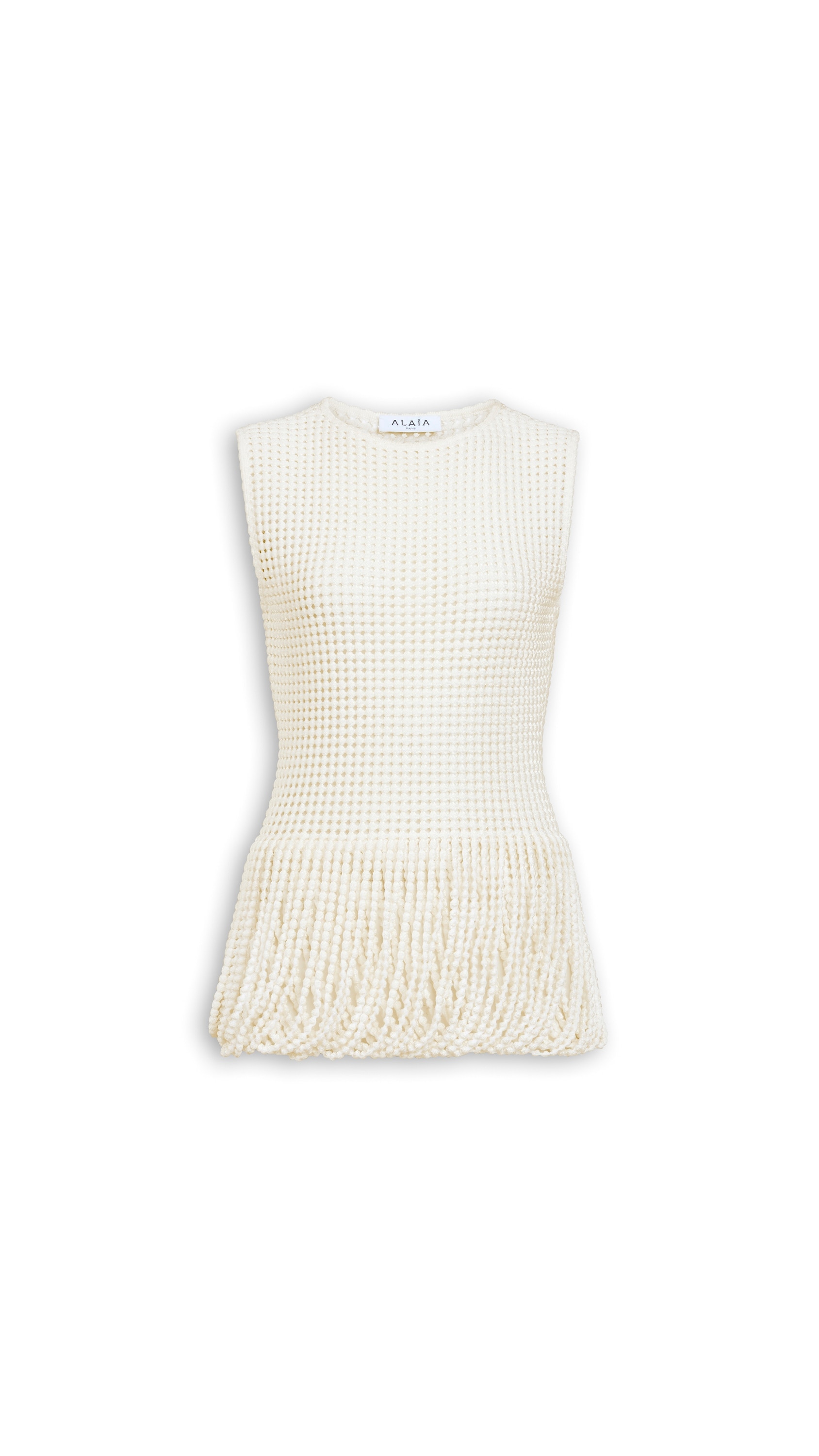 BEAD KNIT PEPLUM TOP