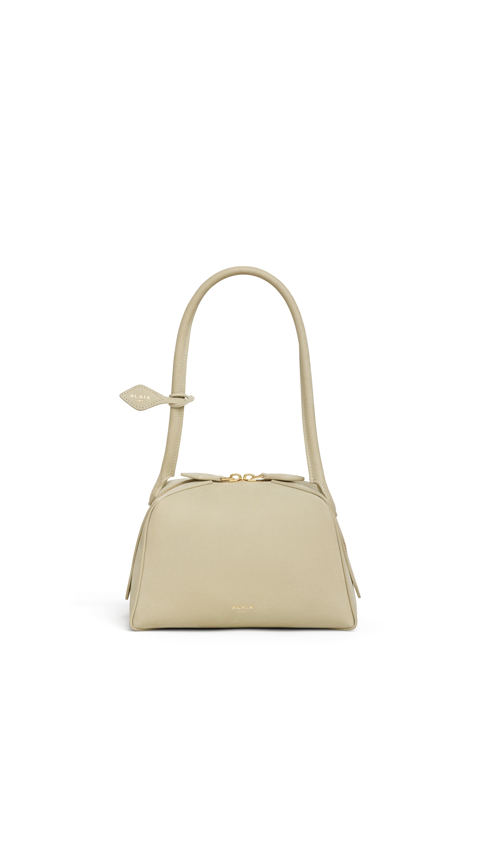 ALAÏA ALMOND GREEN LE BOULEDOGUE SMALL BAG IN NUBUCK | ALAÏA US