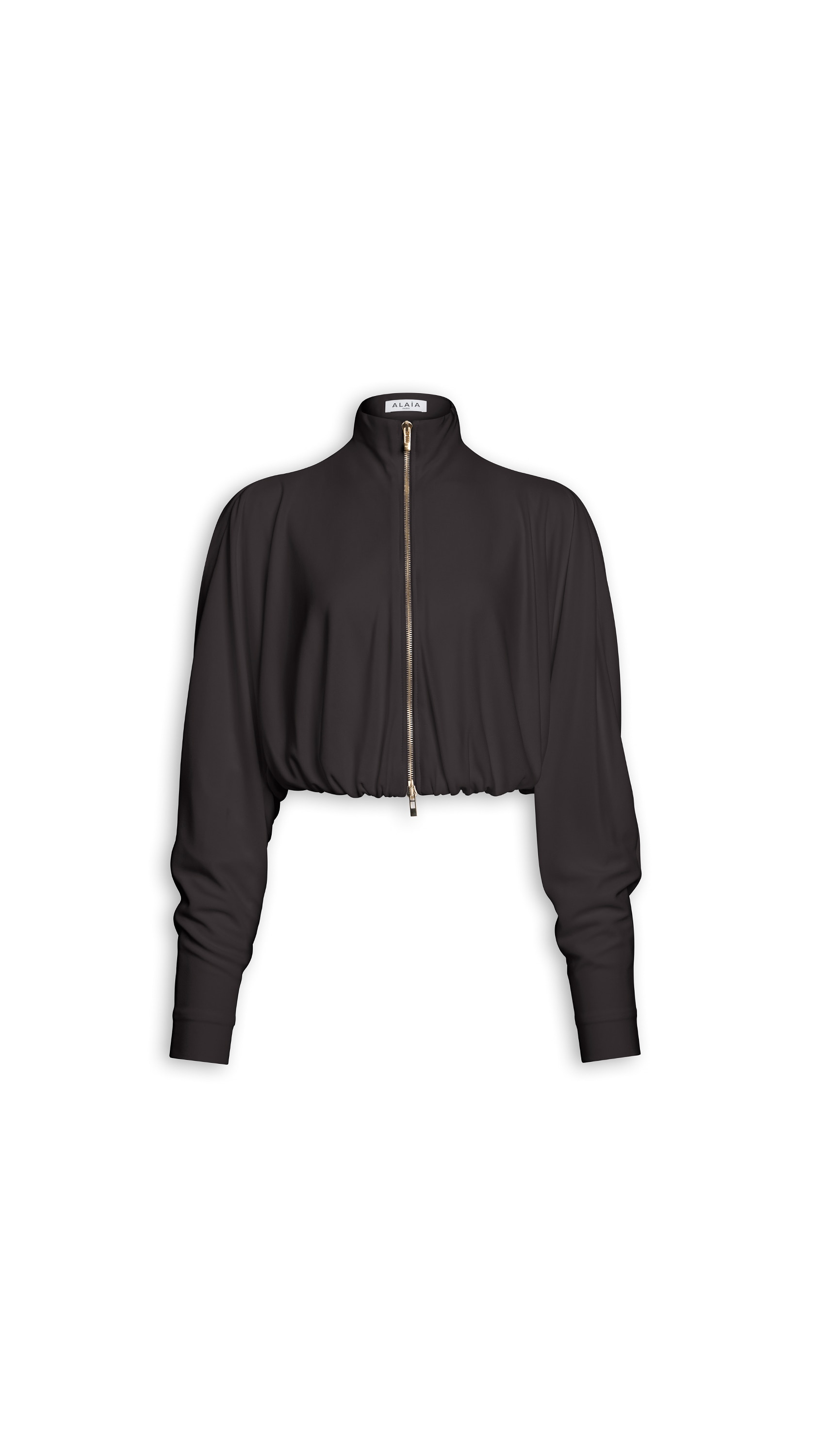 ALAÏA EBENE DRAPED MATTE JERSEY JACKET | ALAÏA US
