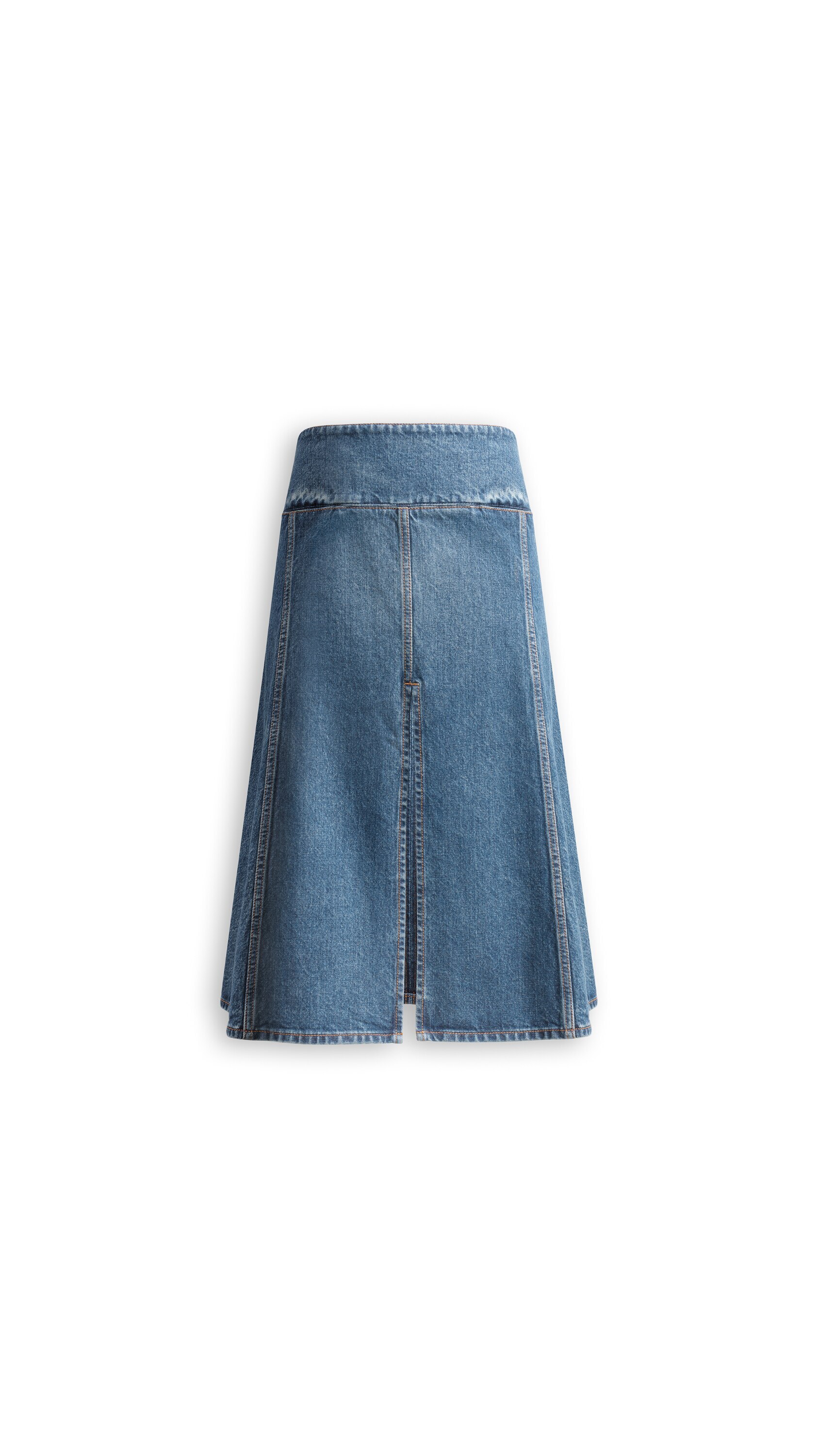 ALAÏA FADED BLUE DENIM SLIT SKIRT | ALAÏA US