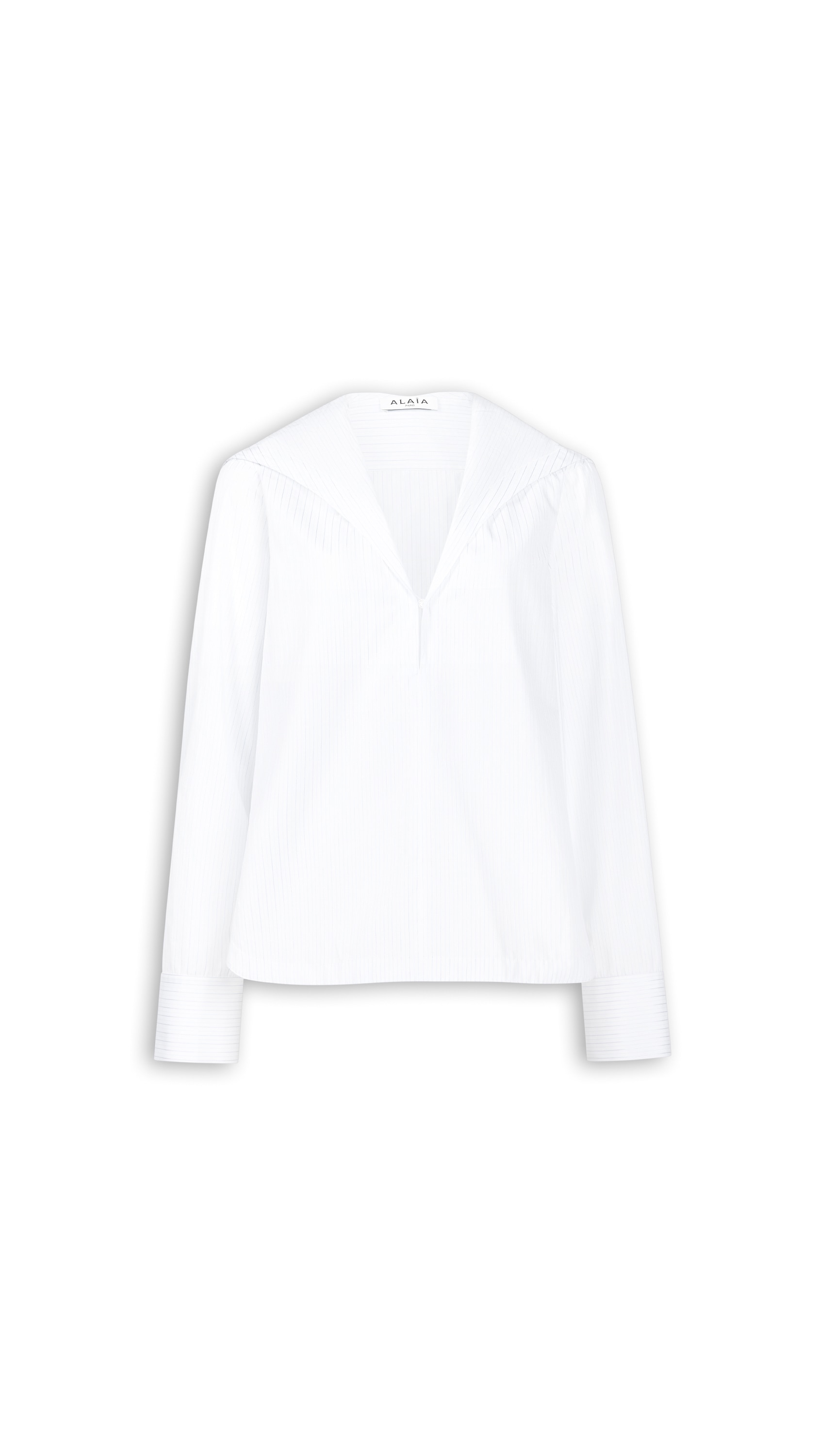 ALAÏA WHITE/BLUE HOODED POPLIN SHIRT | ALAÏA US