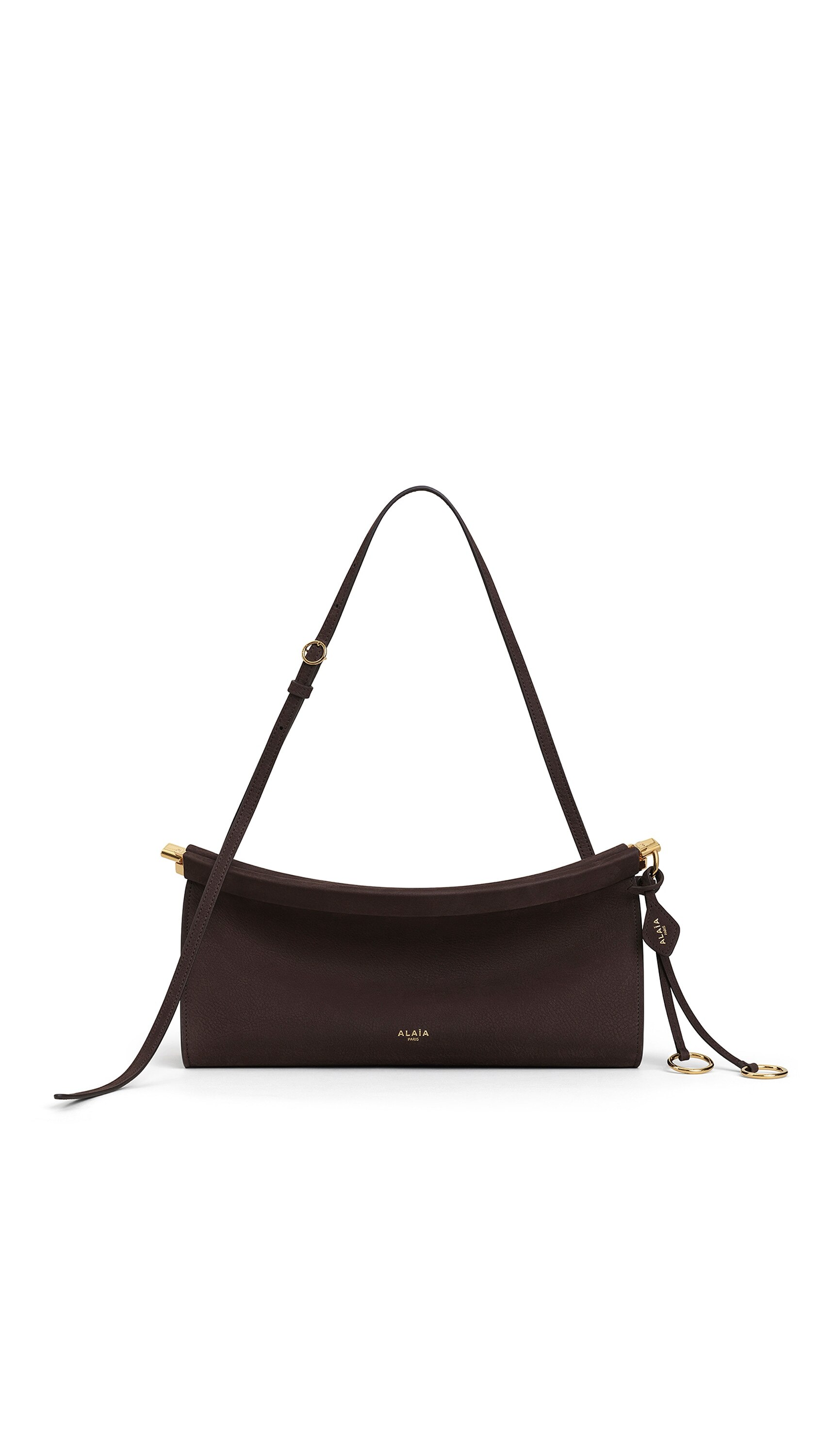 ALAÏA DARK BROWN LE CLICK EAST WEST MEDIUM BAG IN NUBUCK | ALAÏA US