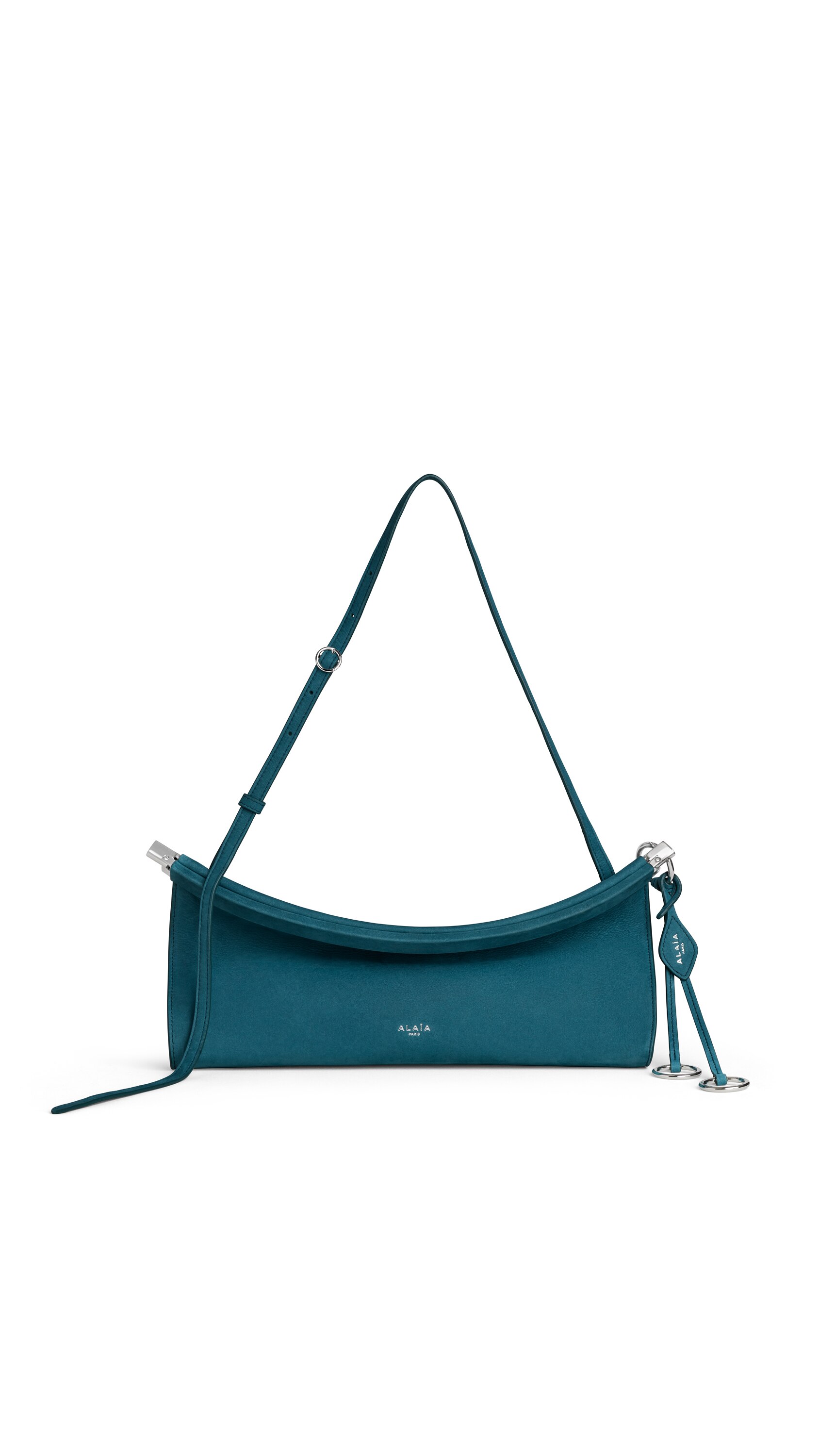 ALAÏA GREEN GREY LE CLICK EAST WEST MEDIUM BAG IN NUBUCK | ALAÏA US