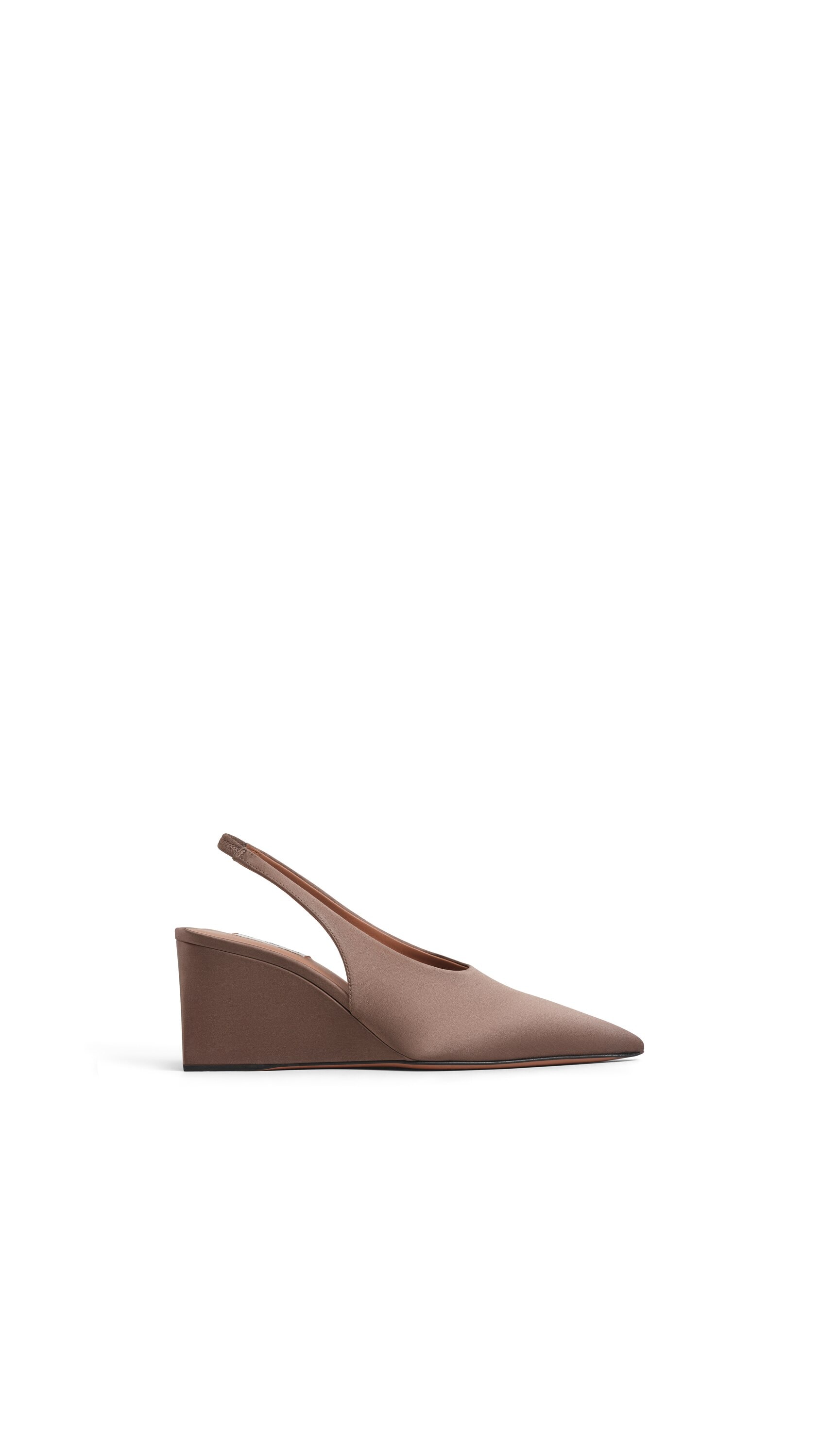 ALAÏA CHESTNUT CUBE WEDGE SLINGBACKS IN SATIN | ALAÏA US