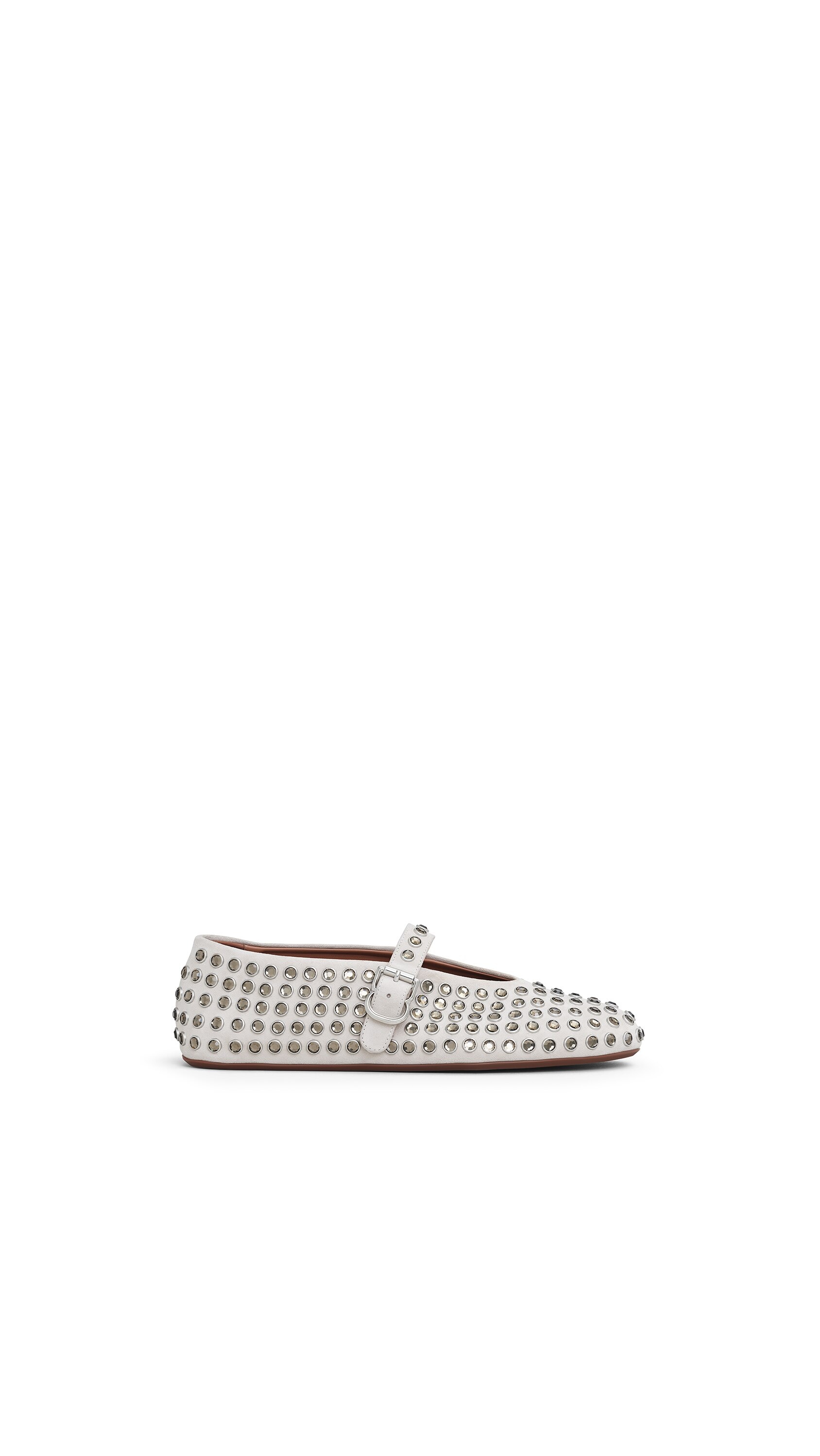 ALAIA PARIS スタッズ バレエシューズ ホワイト 37 ALAÏA WHITE STRASS SUEDE BALLET FLATS | ALAÏA US