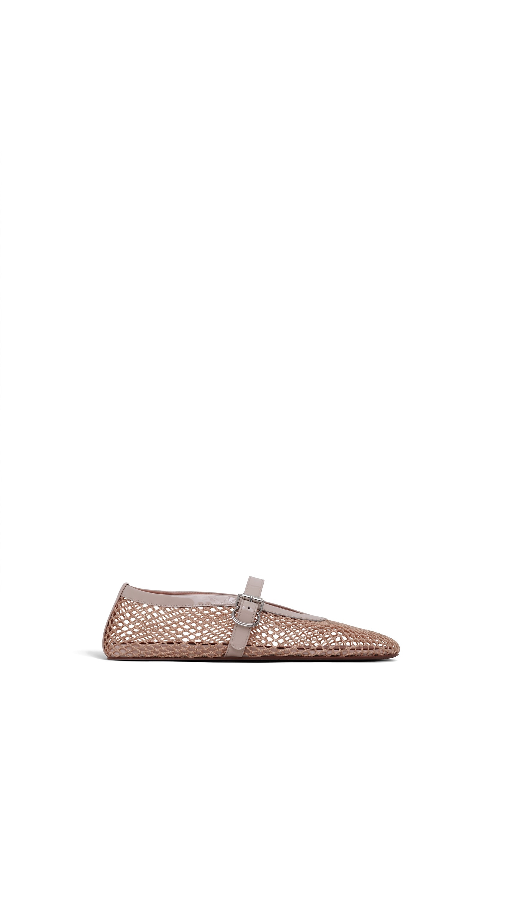 ALAÏA LIGHT NUDE BALLET FLATS IN FISHNET | ALAÏA US