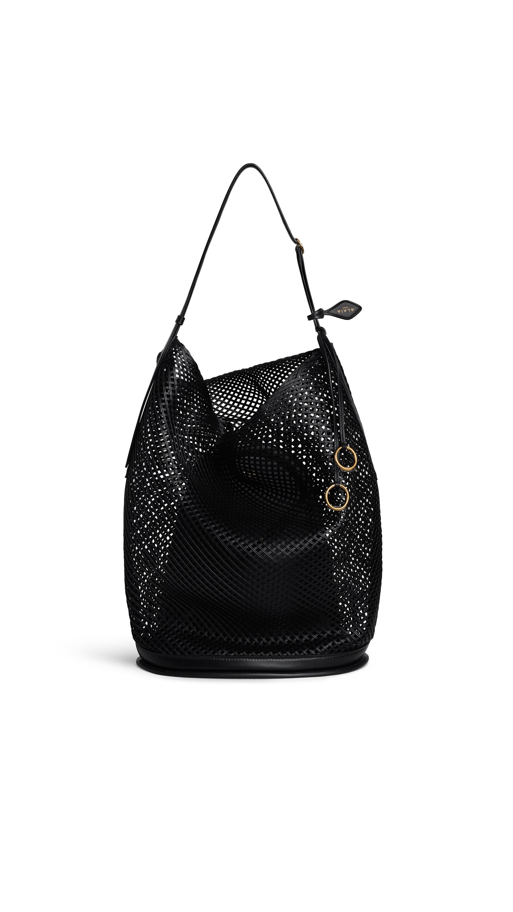 ALAÏA HIP レザーネット製 ラージバケットバッグ ブラック | ALAÏA JP