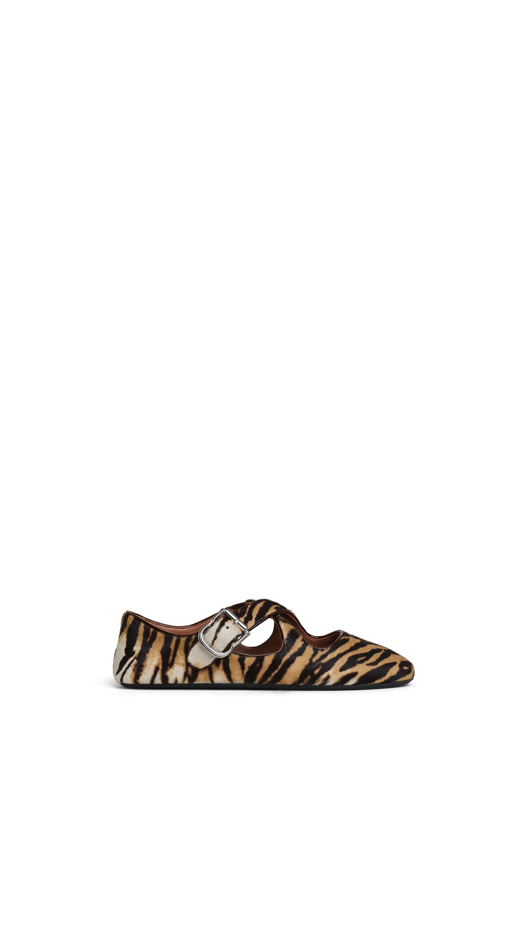 ALAÏA NATURAL CRISS CROSS BALLET FLATS IN HAIRCALF | ALAÏA US