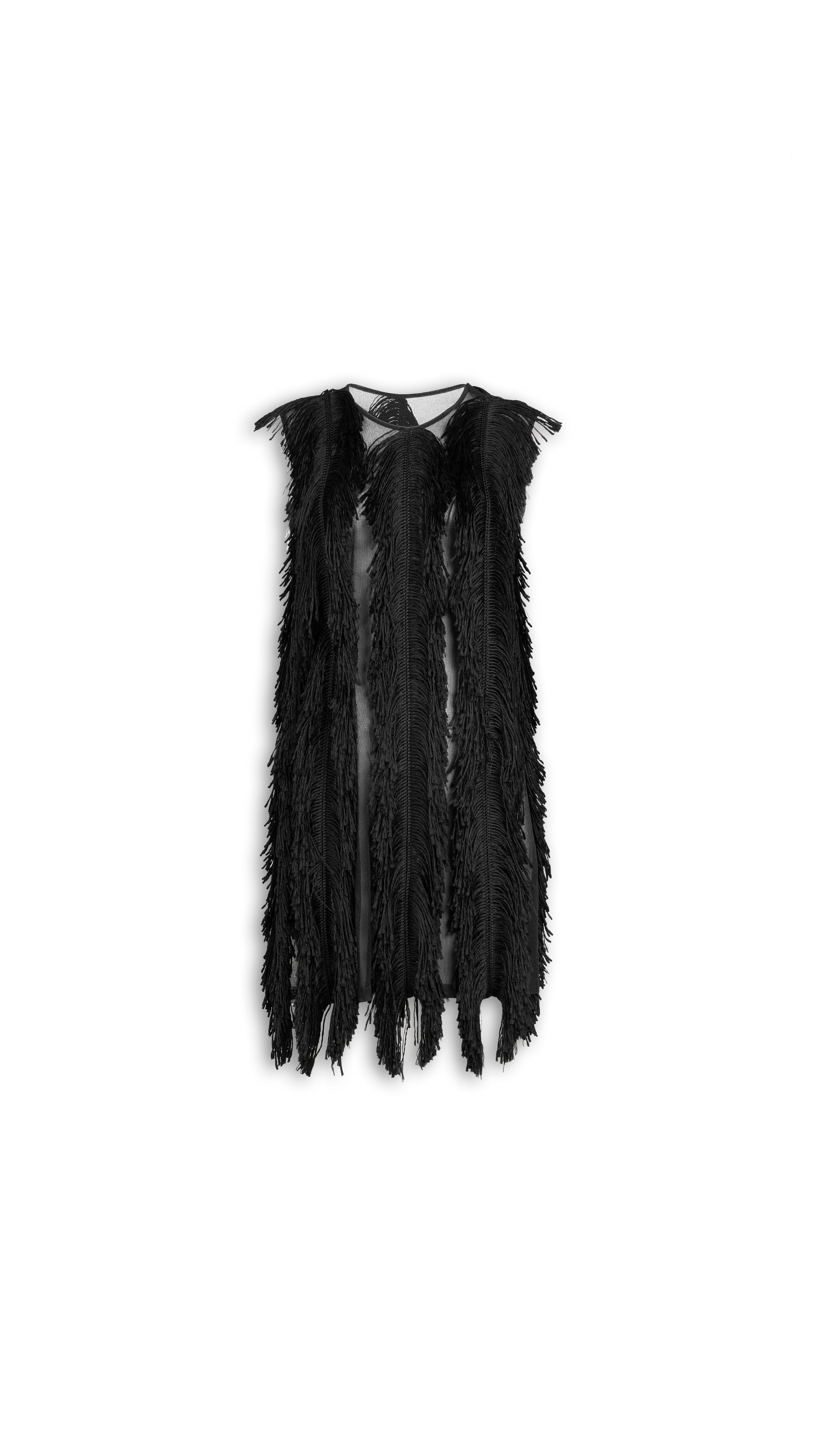 ALAÏA シルクニット製 フリンジドレス ブラック | ALAÏA JP