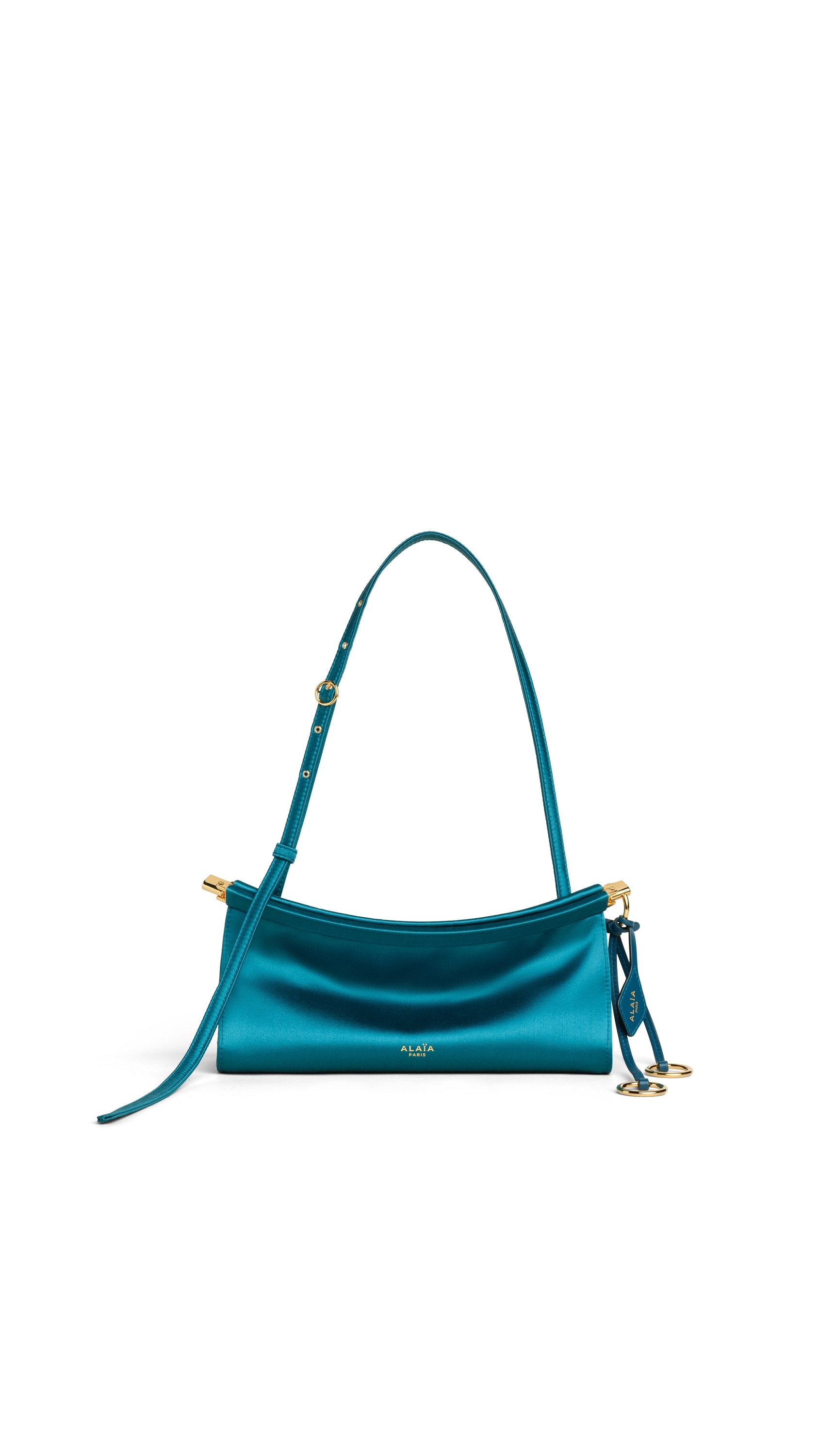 ALAÏA EMERALD LE CLICK EAST WEST SMALL BAG IN SATIN | ALAÏA US