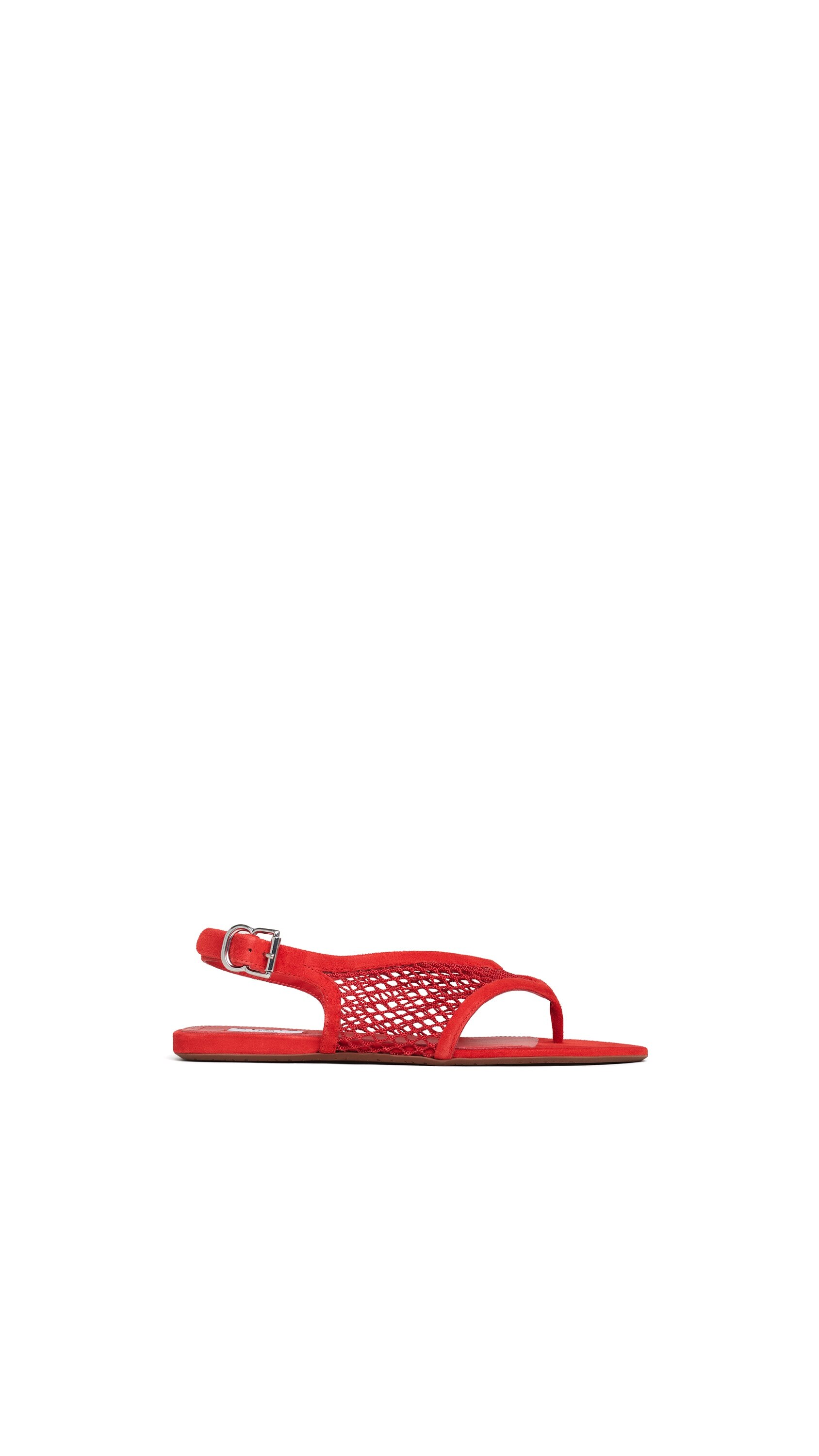 ALAÏA BURNT ORANGE FISHNET THONG SANDALS IN SUEDE | ALAÏA US