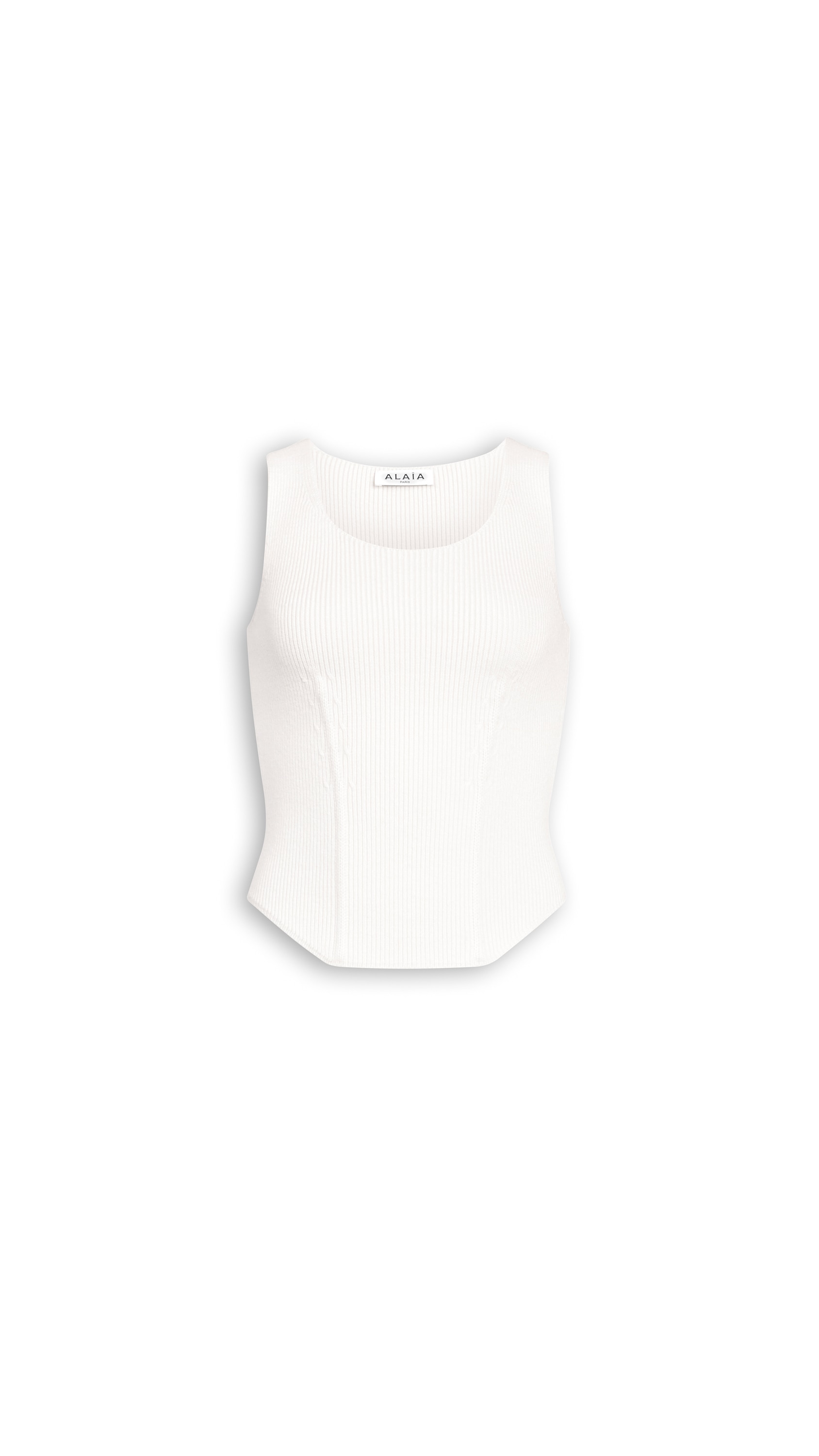 ALAÏA NATURAL WHITE CORSET WOOL TOP | ALAÏA US