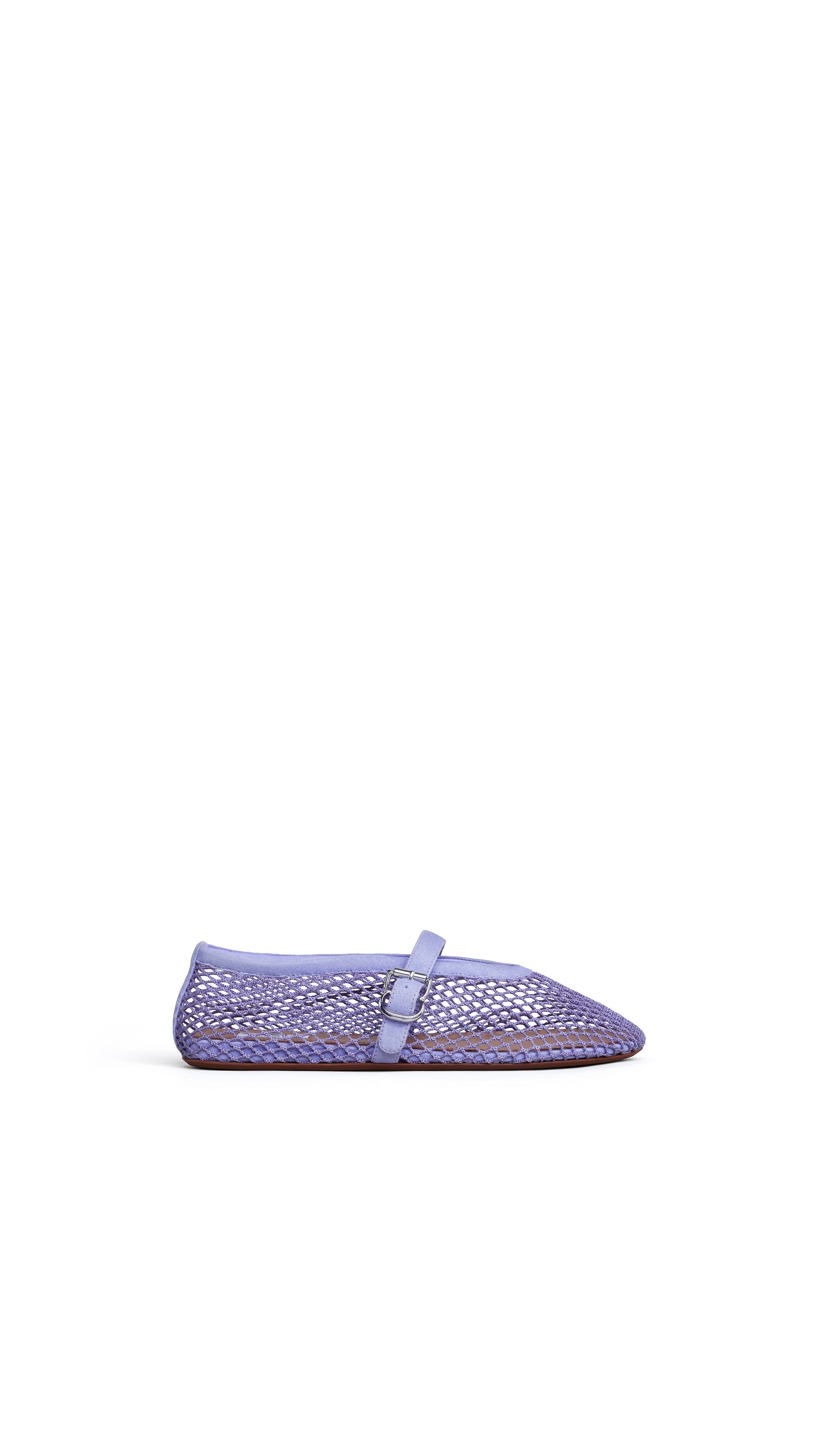 BALLET FLATS IN FISHNET AND SUEDE