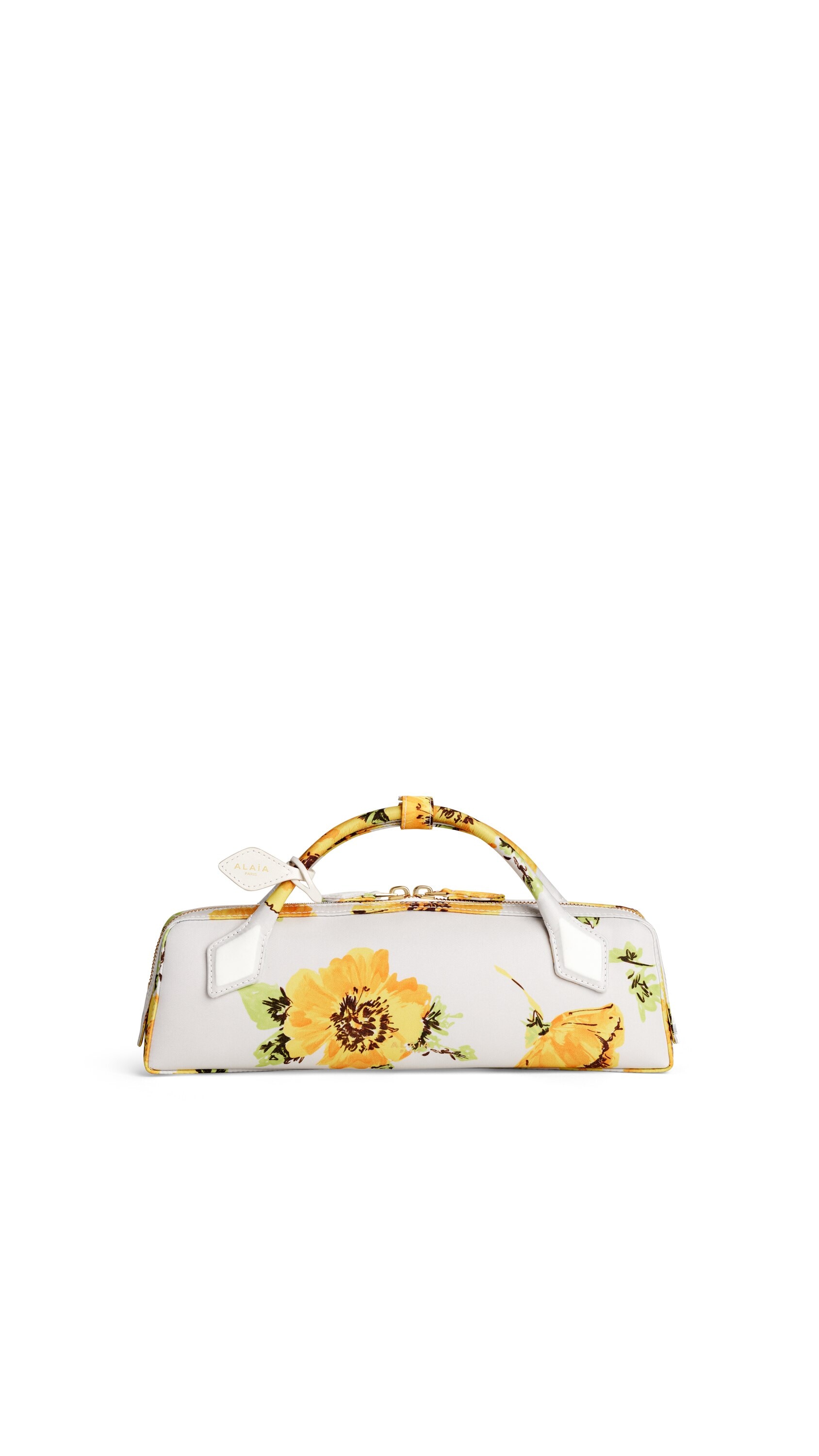ALAÏA WHITE/YELLOW LE TECKEL CLUTCH IN FLOWER PRINT | ALAÏA US