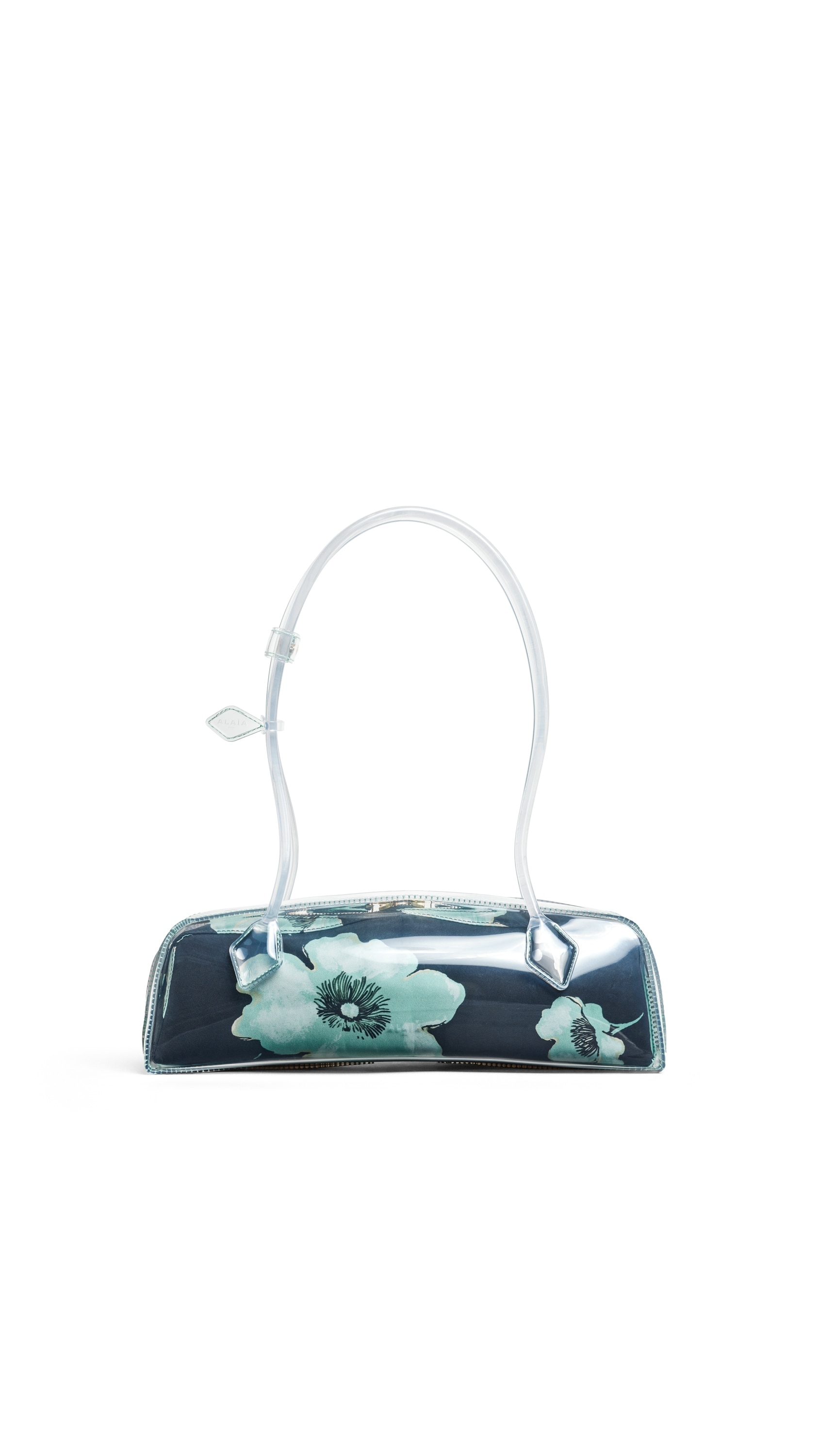 ALAÏA BLACK/GREEN LE TECKEL MEDIUM BAG IN POLYURETHANE AND FLOWER