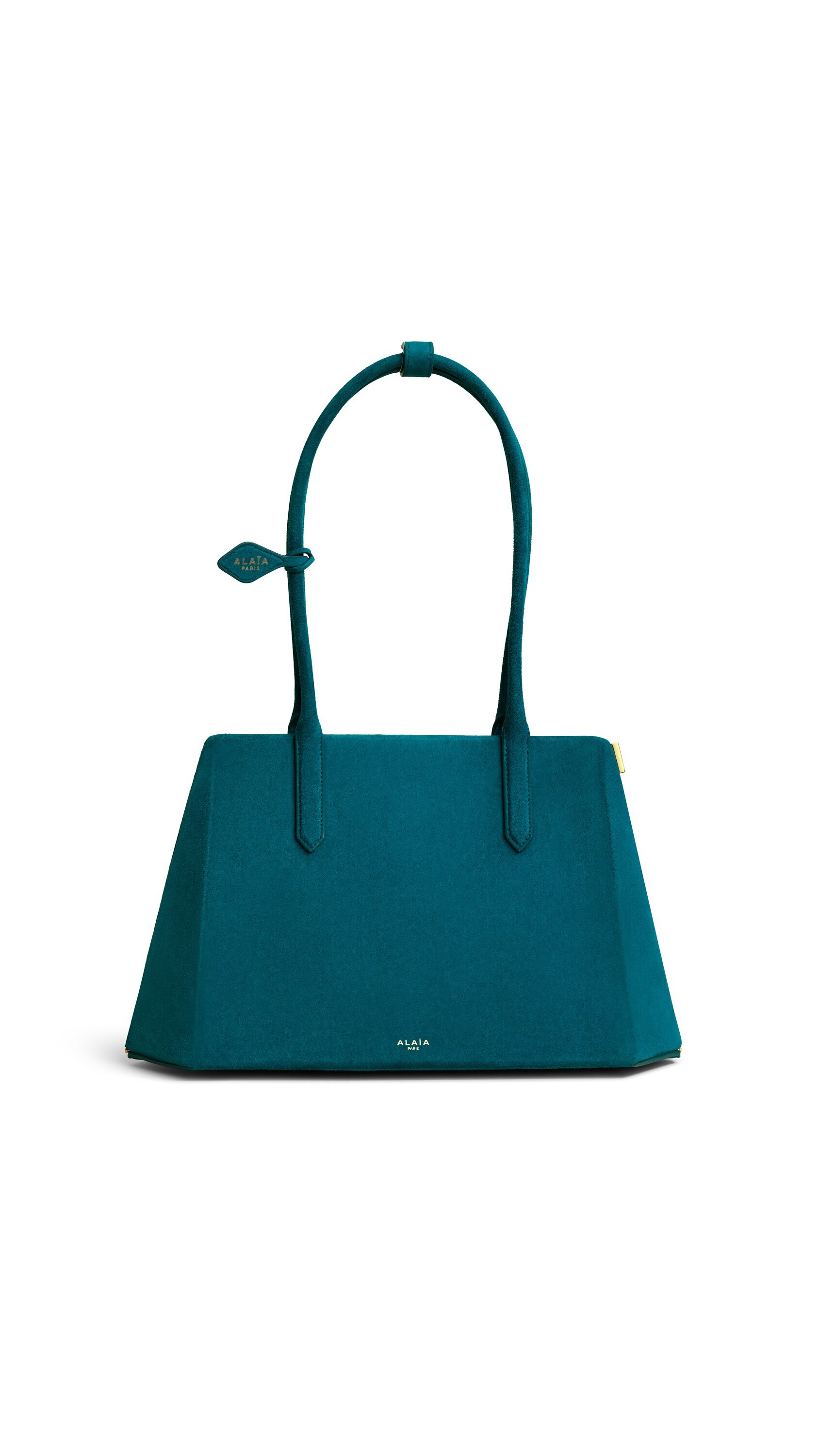 ALAÏA CHINA BLUE PRISME BAG IN SUEDE | ALAÏA US