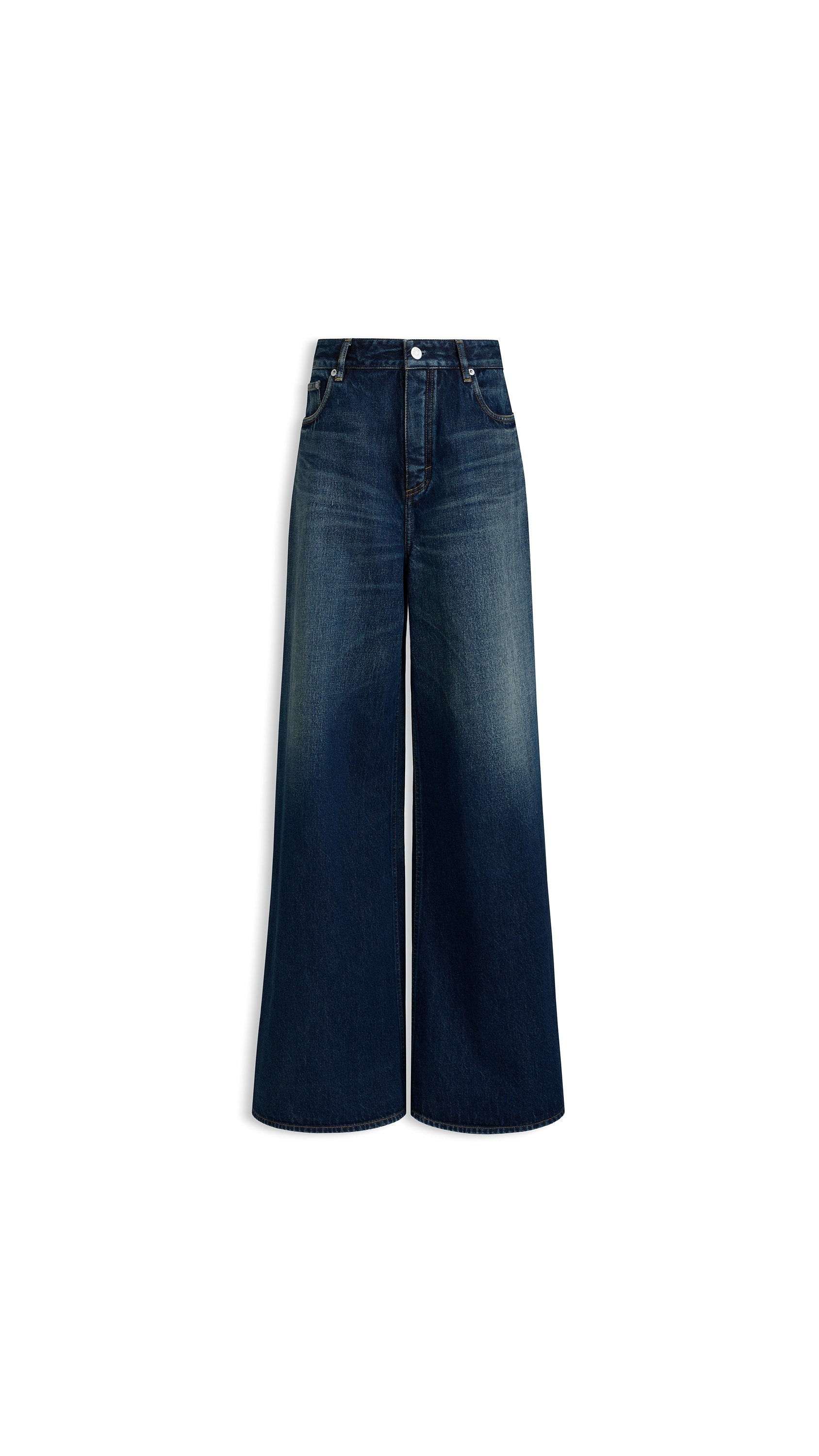 ALAÏA DOCK BLUE PALAZZO DENIM JEANS | ALAÏA US