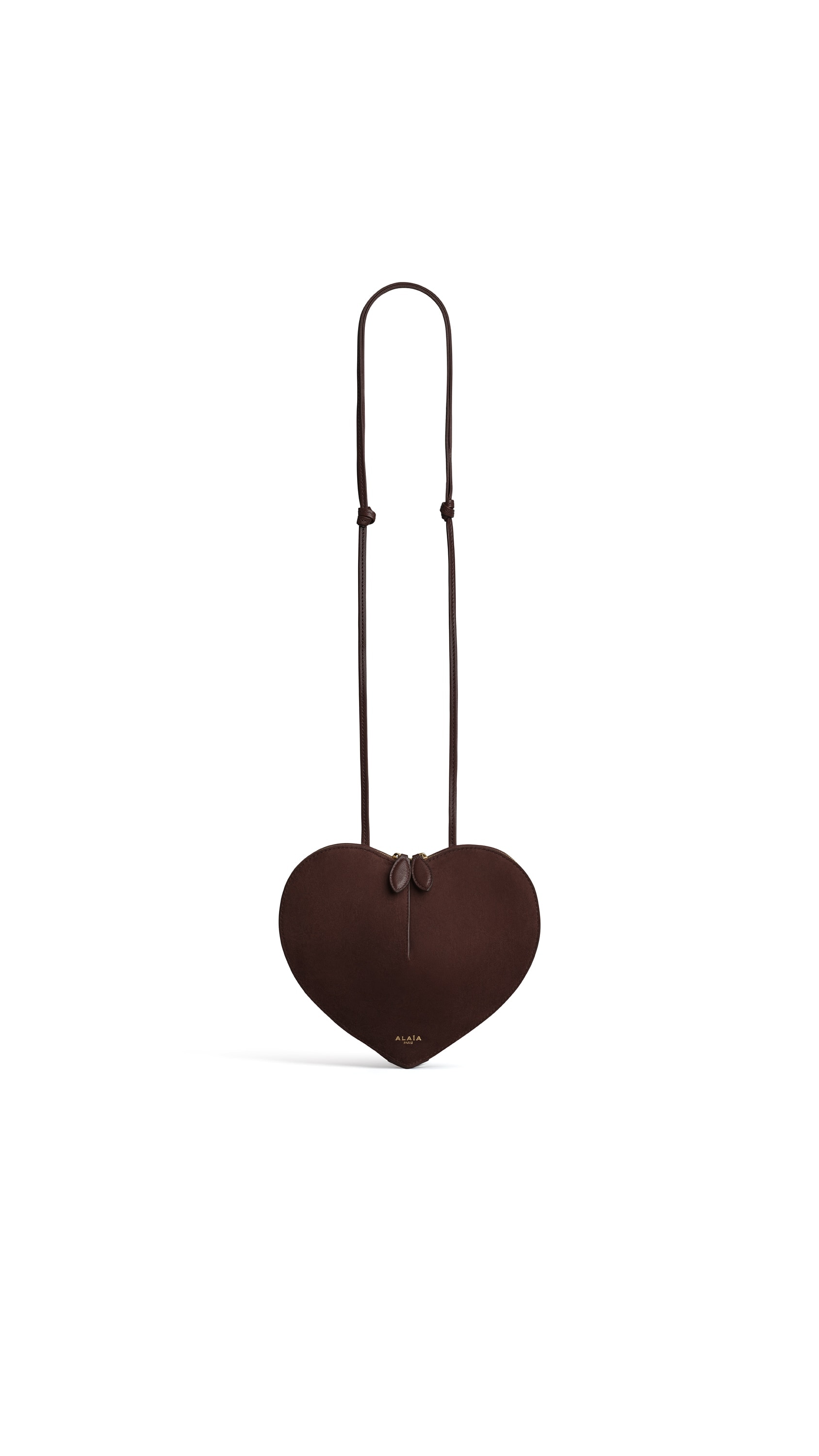 ALAÏA BROWN LE CŒUR BI-MATERIAL BAG IN LEATHER | ALAÏA US