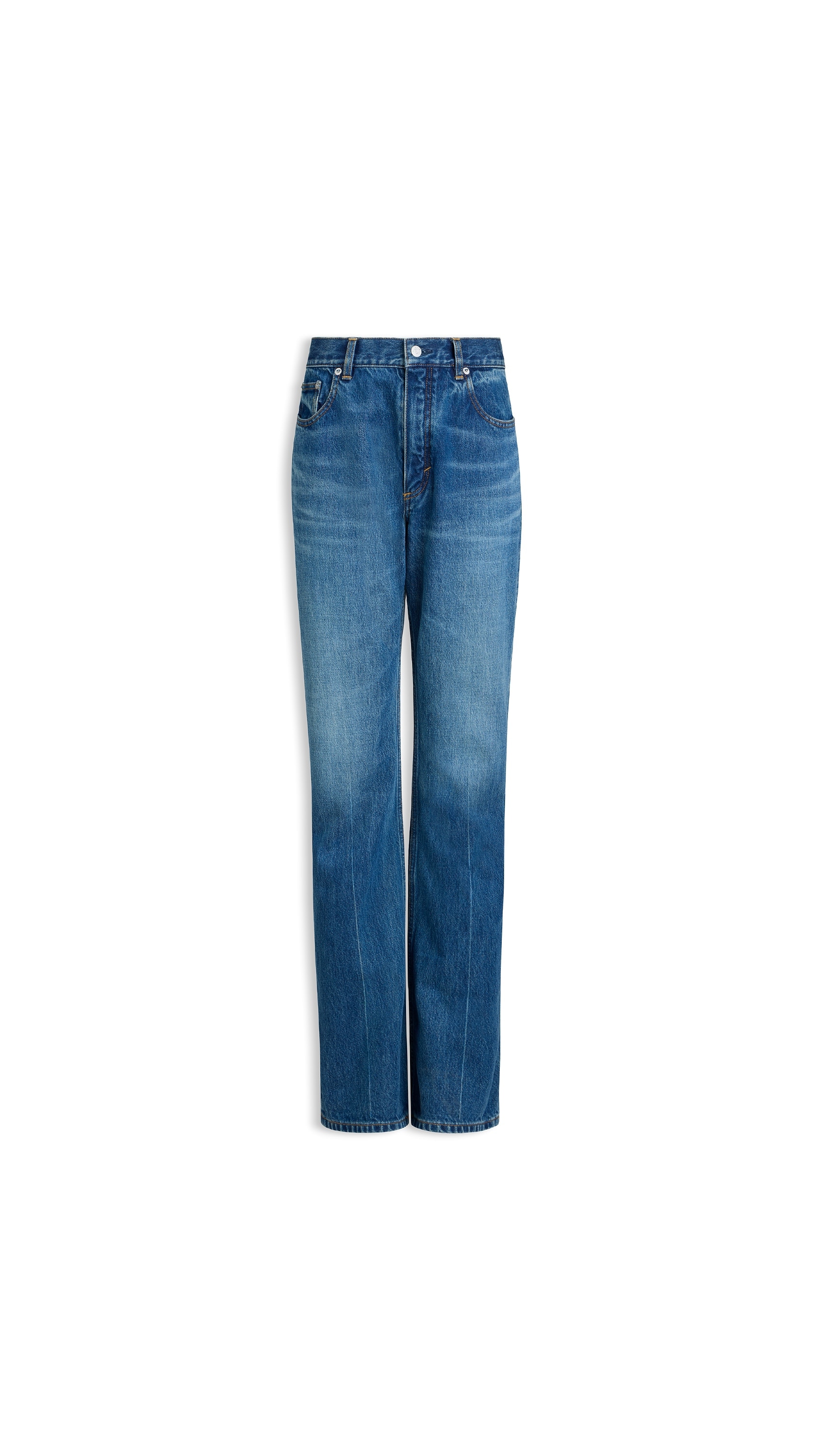 ALAÏA SEA BLUE BOOTCUT DENIM JEANS | ALAÏA US